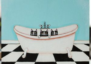 Clawfoot Bathtub Art the Clawfoot Tub original Cat Folk Art Painting by