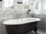 Clawfoot Bathtub Black Black Vintage Clawfoot Bathtub with Marble Hex Tiles