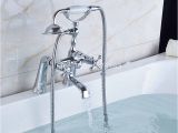 Clawfoot Bathtub Taps Polished Chrome Brass Double Cross Handles Deck Mounted