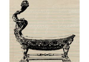 Clawfoot Tub Graphic Digital Vintage Graphic Decorative Clawfoot Bathtub