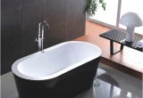 Club Foot Bathtub Freestanding 67 Inch White and Black Acrylic Bathtub