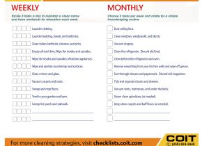 Coit Rug Cleaning San Francisco Weekly and Monthly House Cleaning Checklist Coit