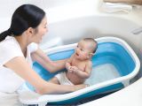 Collapsible Bathtub for Adults Amazon Com Baby Trend Karibu Folding Bath Tub Blue White Baby
