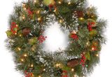 Cordless Christmas Lights National Tree Company 24 Inch Wintry Pine Wreath with Clear Lights