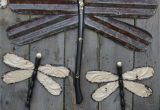 Corrugated Iron Garden Art Large Dragonfly Made From Barn Tin and Ax Handle Small Dragonflies