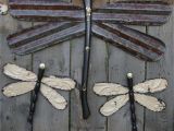 Corrugated Iron Garden Art Large Dragonfly Made From Barn Tin and Ax Handle Small Dragonflies