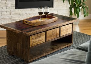 Crate and Barrel Coffee Table Wine Barrel Coffee Table with Crate Drawers