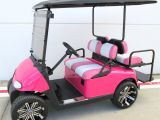 Decorated Golf Cart for Christmas Parade 19th Hole Golf Carts Hot Pink Ezgo Golf Cart with Custom