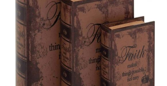 Decorative Book Box Sets Leather Book Box Set Decor with Faith Inspirational theme Tuscan