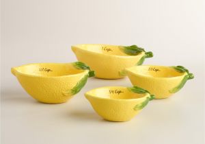Decorative Ceramic Measuring Cups and Spoons Crafted Of Ceramic with A Fruit Like Texture Our Exclusive