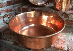 Decorative Copper Pots and Pans Large Antique English Copper Pot Vessel Jam Pan Brass Handle Farm