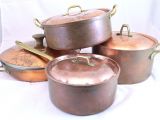 Decorative Copper Pots and Pans Vintage 8 Eight Piece Copper Pots and Pans Set Copper Pans Heavy