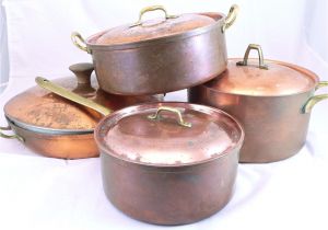 Decorative Copper Pots and Pans Vintage 8 Eight Piece Copper Pots and Pans Set Copper Pans Heavy