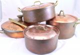 Decorative Copper Pots Vintage 8 Eight Piece Copper Pots and Pans Set Copper Pans Heavy