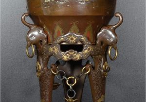 Decorative Metal Banding Uk A Large Japanese Mixed Metal Vase On Stand Depicting Boys Catching