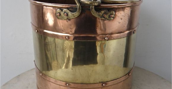 Decorative Metal Banding Uk Copper Brass Bucket 9 Tall Log Bin Coal Scuttle Brass Handle