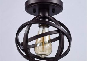 Decorative Metal Lamp Banding Dazhuan Antique 1 Light Metal Globe Chandelier with Cage Flush Mount