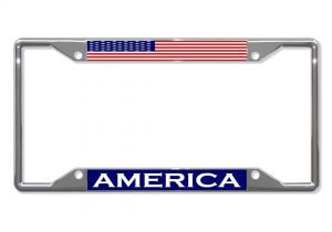 Decorative Metal License Plate Frames America Flag Country Metal License Plate Frame Tag Holder Four Holes