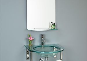 Decorative Mirror Clips for Mounting Lowry Wall Mount Glass Sink with Mirror and Shelf Half Bath
