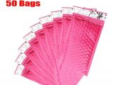 Decorative Poly Mailers 50 Pack 4 X 8 Hot Pink Color Self Seal Poly Bubble Mailers