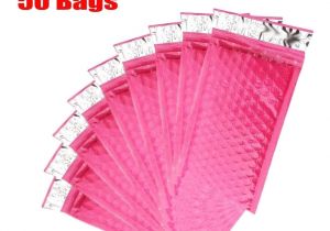 Decorative Poly Mailers 50 Pack 4 X 8 Hot Pink Color Self Seal Poly Bubble Mailers