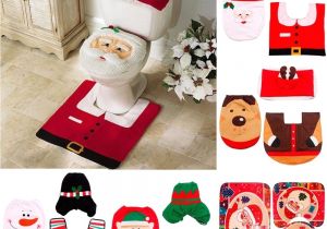 Decorative Santas for Christmas Best Fengrise Santa Claus Rug toilet Seat Cover Bathroom Set Merry