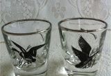 Decorative Shot Glasses Ideas Vintage Silver Rimmed Pair Of Shot Glasses Handpainted Canvasback