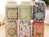 Decorative Tea Tins wholesale Free Shipping Tea Box Metal Storage Case Candy Can Flower Painting