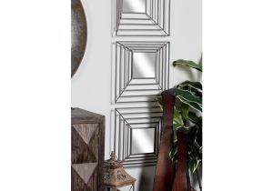 Decorative Wall Mirror Clips Square Polished Silver 3d Wall Mirrors Set Of 4 65694 the Home Depot