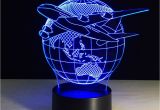 Deneve Lights Plane Fly Earth 3d Lamp 7 Color Change Remote Switch Small Night