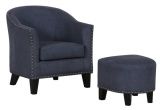 Denim Blue Accent Chair Shop Dark Denim Blue Fabric Accent Chair and Ottoman