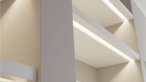 Directional Can Lights Shelves Lit with Recessed Lights Note the Bevel to Allow Light to