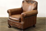 Distressed Leather Accent Chair 30" W Club Arm Chair Buffalo Vintage Brown Distressed