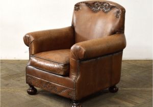 Distressed Leather Accent Chair 30" W Club Arm Chair Buffalo Vintage Brown Distressed
