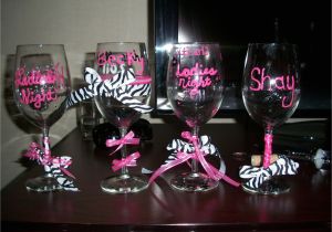 Diy Decorative Shot Glasses Girls Night Decorate Your Own Wine Glass Glass Paint Ribbon Hot