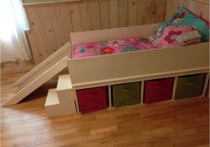 Diy Floor Beds for toddlers Diy toddler Bed with Small Slide and toy Storage for the Home