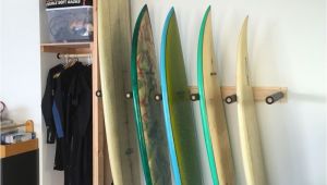 Diy Wall Mounted Surfboard Rack Surf Rack Build with A Shelf Cubby for Wetsuits Accessories