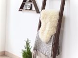 Diy Wooden Blanket Rack 6 Ft Wide Wooden Decorative Ladder 5 Rung Stained Dark Walnut