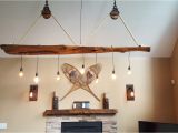 Driftwood Light Fixture Driftwood Chandelier with Pulleys Rope Chains Driftwood