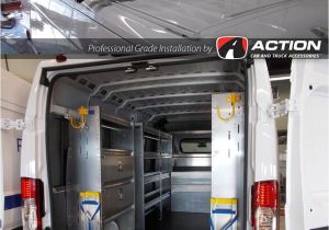 Drop Down Ladder Racks for Vans Promaster Van with Shelving and Double Drop Down Ladder Rack by