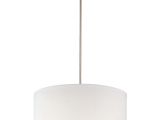 Drum Set Lights Modern Drum Pendant Light with White Shade In Satin Nickel Finish