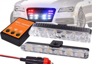 Emergency Lights for Vehicles 2pcs 6 Led Front Grill Strobe Lights Bar White Yellow Red Blue Car