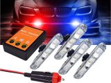 Emergency Lights for Vehicles 4pcs 3leds Untra Thin Police Strobe Flashing Light with Cigarette