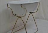 Enamel Baby Bathtub Vintage Porcelain Enamel Baby Bath On Folding Stand at 1stdibs