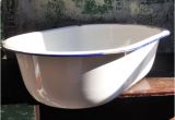 Enamelware Baby Bathtub Enamelware Baby Bathtub Heavy White Enamel with Blue Edge