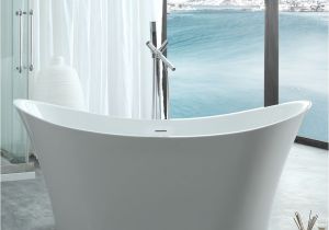 Extended Tub Bench Layla 67 Inch Acrylic Double Slipper Freestanding Tub No Faucet