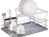 Extra Large Metal Wire Dish Rack with Drainboard Amazon Com Home Basics 2 Tier Steel Dish Rack with Removable