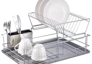 Extra Large Metal Wire Dish Rack with Drainboard Amazon Com Home Basics 2 Tier Steel Dish Rack with Removable