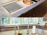 Extra Large Roll-up Dish Drying Rack Kitchen island Sink with Cutting Boards Colander and Dish Drying