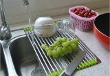 Extra Large Stainless Steel Dish Drying Rack Roll Up Folding Over the Sink Multipurpose Roll Up Dish Drying Rack